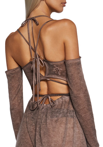 Downbeat Hooded Maxi Dress - Brown