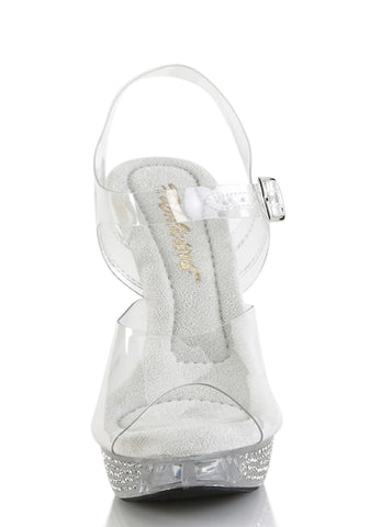 Elegant-408 Platform Ankle Strap Sandals-Clear