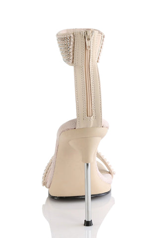 Chic-40 Platform Ankle Strap Rhinestone Sandals-Tan