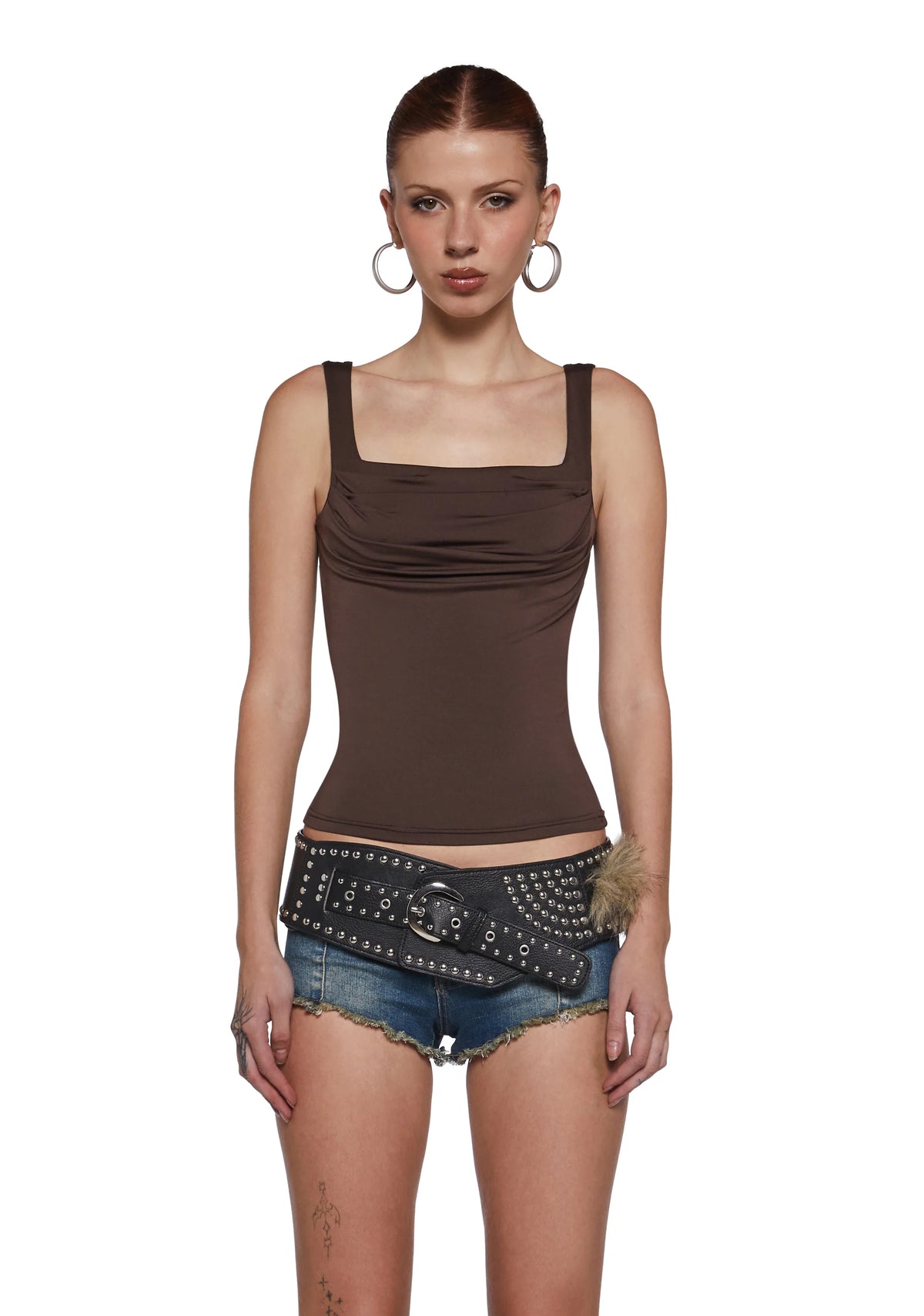Text Me Ruched Top - Brown