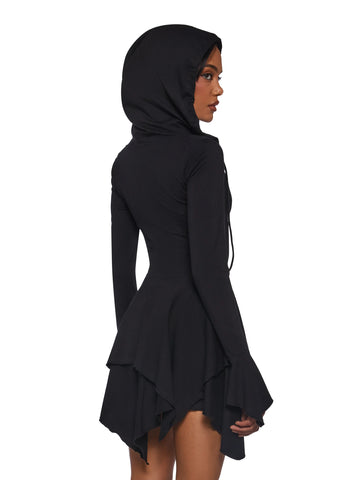 F Is For Fairies® Hooded Mini Dress - Black