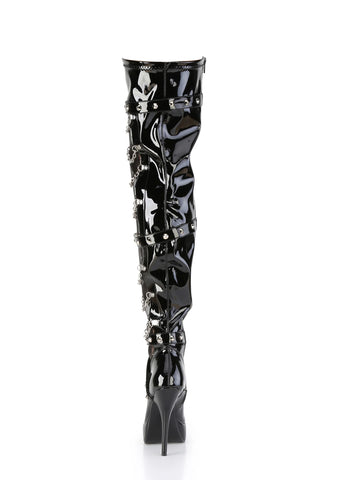 Indulge-3026 Platform Thigh High Boots-Black