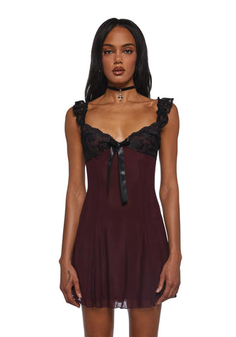 Double Date Mini Dress - Dark Red
