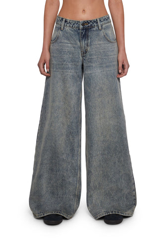 Sinful Attitude Wide Leg Jeans - Blue