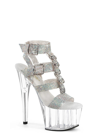 Adore-756 Platform Rhinestone T-Strap Sandals-Clear
