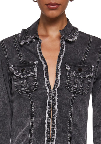 Ferris Wheel Date Denim Top - Black