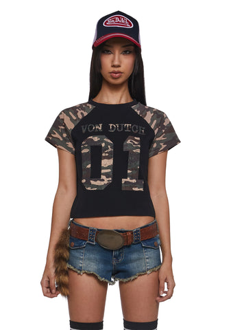 Camo Raglan Tee - Black