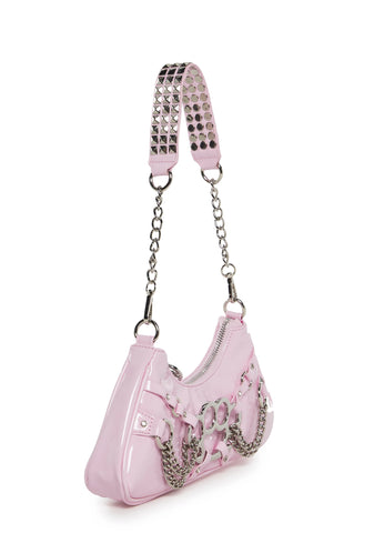 Ciska Brass Knuckle Shoulder Bag - Pink