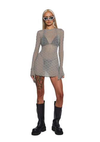 Techno Novelty Mesh Dress - Grey