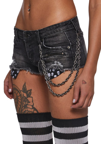 Ciska Brass Knuckle Denim Micro Shorts