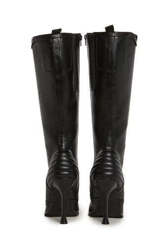 Motorcrossed Knee High Boots