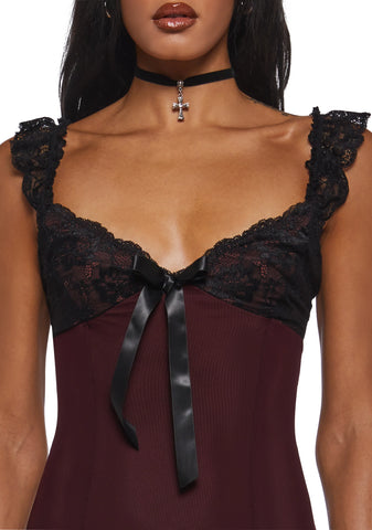 Double Date Mini Dress - Dark Red