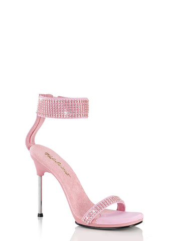 Chic-40 Platform Ankle Strap Rhinestone Sandals-Baby Pink