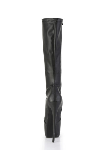 Jubilant-2000 Platform Knee High Boots-Black PU