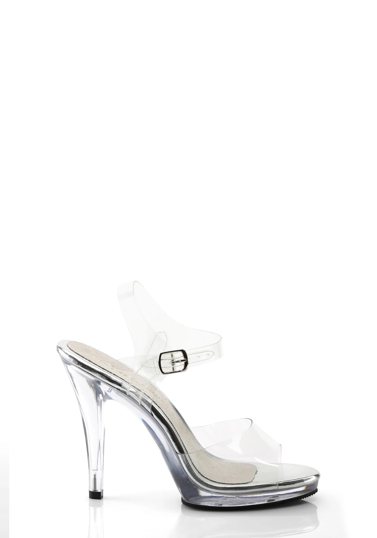 Flair-408 Platform Ankle Strap Sandals-Clear