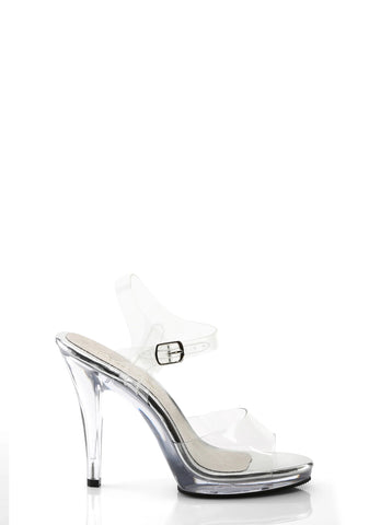 Flair-408 Platform Ankle Strap Sandals-Clear