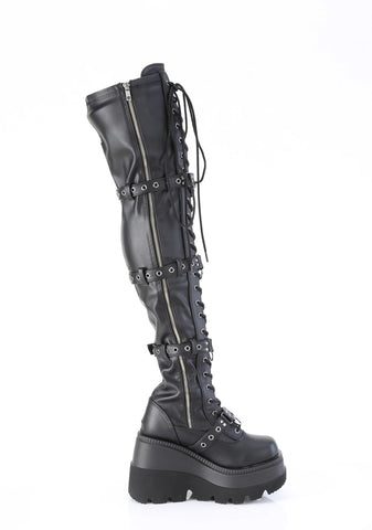 Shaker-420 Platform Thigh High Boots