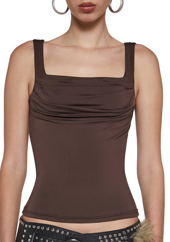 Text Me Ruched Top - Brown