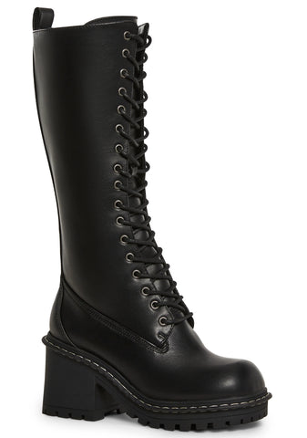 Record Shopping Knee High Boots