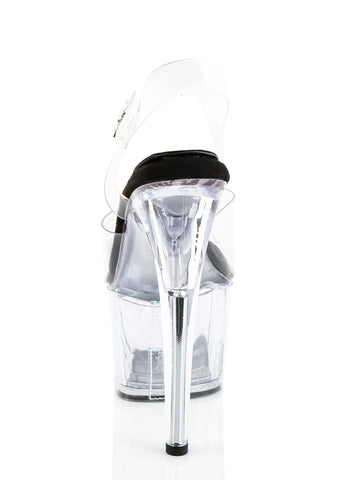 Adore-708PREM Platform Ankle Strap Sandals-Clear