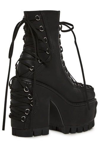 Woodland Lucid Dream Corset Boots - Black