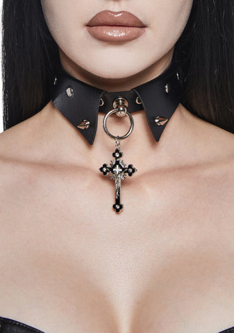 Choker Collar With Cross