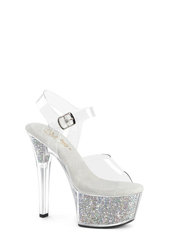 Aspire-608RSI Platform Ankle Strap Sandals-Clear