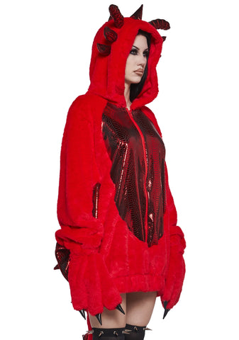Dragon Fire Faux Fur Hoodie