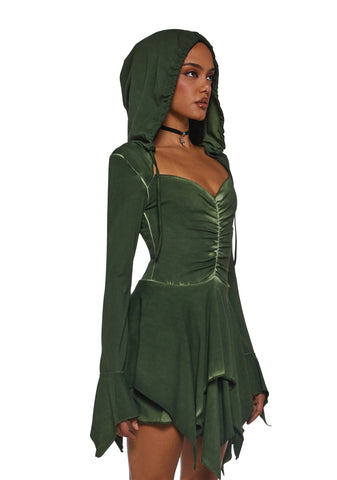 F Is For Fairies® Hooded Mini Dress - Green