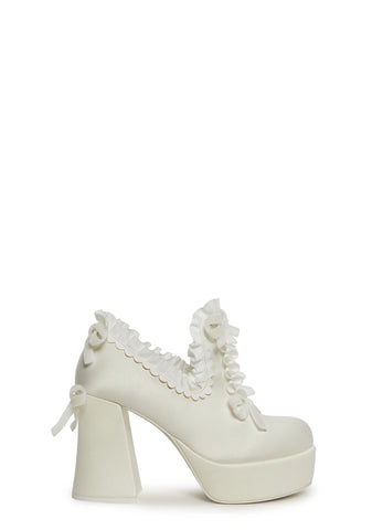 Bisou Baby Platform Heels - White