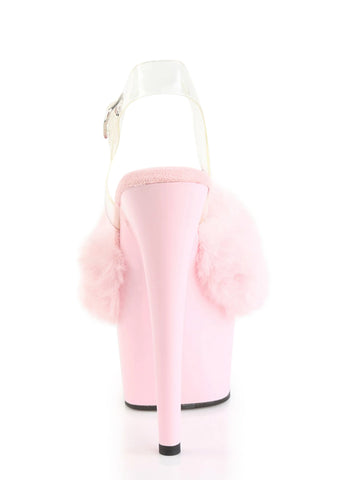 Adore-708FUR Platform Ankle Strap Sandals-Baby Pink