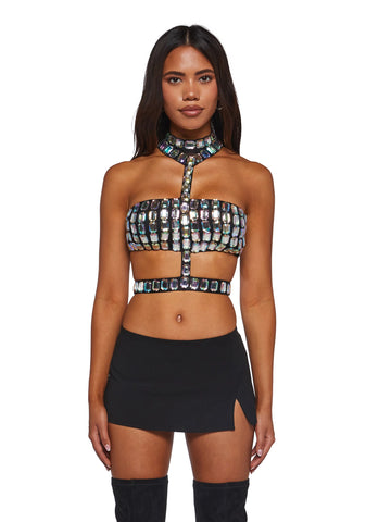 Lust Sparks Rhinestone Harness Top