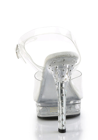 Majesty-508 Platform Ankle Strap Rhinestones Studded Sandals-Clear