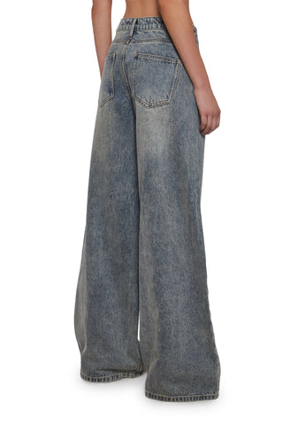 Sinful Attitude Wide Leg Jeans - Blue