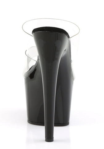 Adore-702 Platform Two-Band Straps Slides-Clear-Black