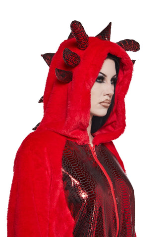 Dragon Fire Faux Fur Hoodie