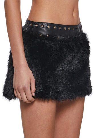 Rave Away Faux Fur Mini Skirt