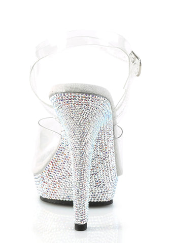 Lip-108 Platform Ankle Strap Rhinestones Sandals-Silver