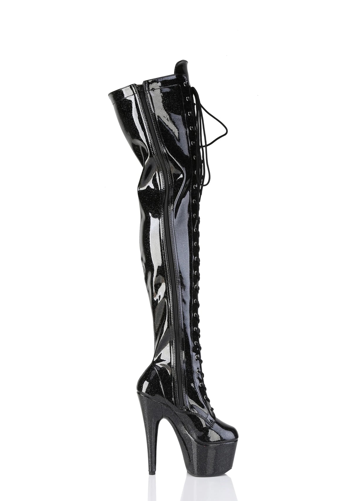 Adore-3020GP Platform Thigh High Boots-Black