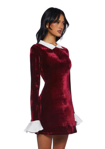 Macchiato Sessions Velvet Dress - Red