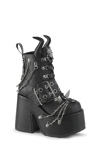 Camel-64 Platform Ankle Boots