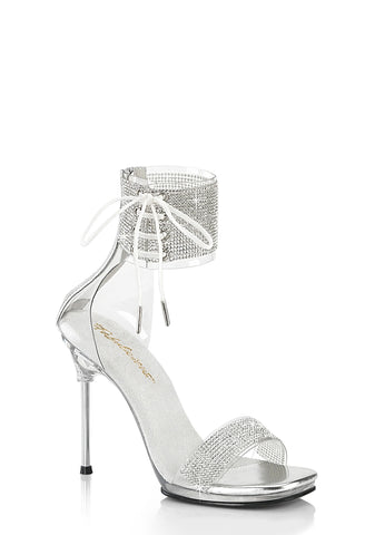 Chic-47 Platform Rhinestone Sandals-Silver