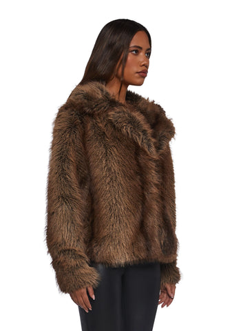 Melora Faux Fur Coat - Brown