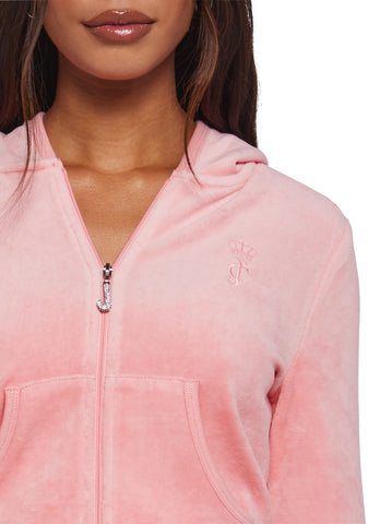 Crown Heritage Cotton Velour Hoodie - Pink