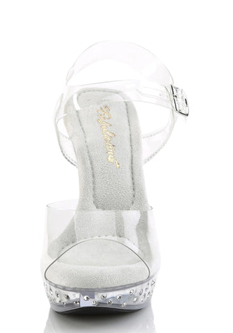 Cocktail-508 Platform Ankle Strap Rhinestones Studded Sandals-Clear