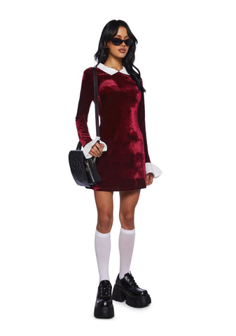 Macchiato Sessions Velvet Dress - Red