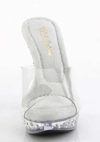 Cocktail-501 Platform Rhinestones Studded Slides-Clear