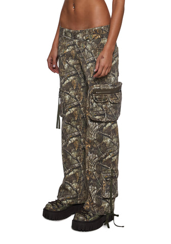 Camo Low Rise Cargo Jeans