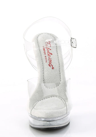 Majesty-508 Platform Ankle Strap Sandals-Clear