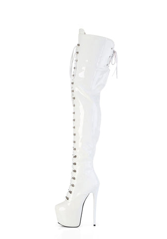 Jubilant-4012 Platform Crotch Boots-White